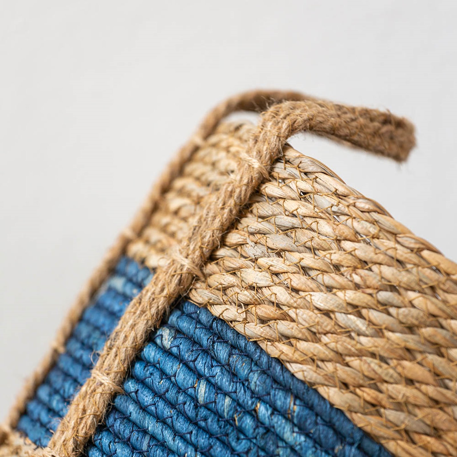 Blue Stripe Straw Basket Set of 3 Image