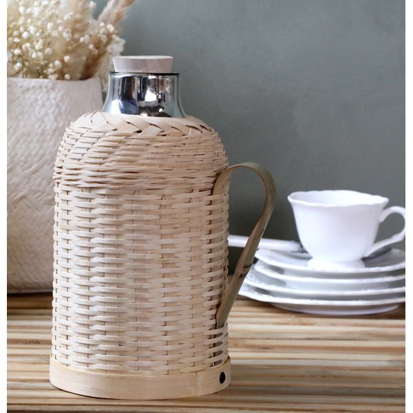 Braided Bamboo natural Thermos Flask