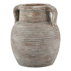 Brown Ribbed Urn with Handles Image