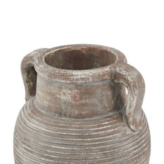 Brown Ribbed Urn with Handles Image
