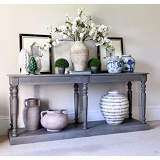 Brown Ribbed Urn with Handles Image