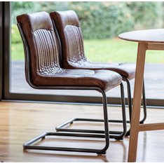 Buffalo Ribbed Leather Dining Chair  Image