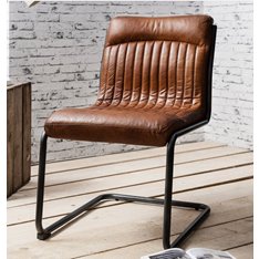 Buffalo Ribbed Leather Dining Chair  Image