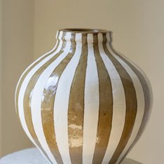 Camel Stripe Bulbous Vase Image