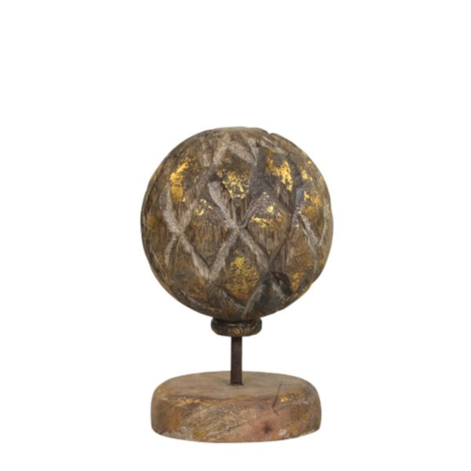 Carved Wooden Decorative Gold Finial on Foot Image