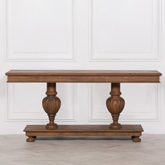 Cedar Wood Pedestal Console Table Image