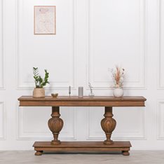 Cedar Wood Pedestal Console Table Image