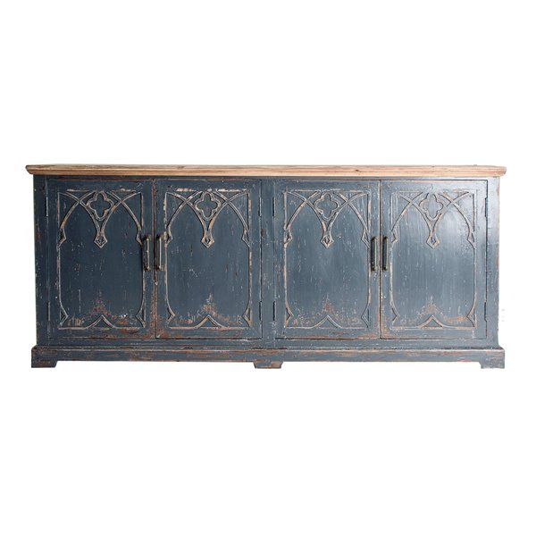 Charcoal Blue Grey gothic cabinet