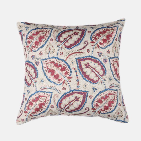Cherry and Blue Paisley Cushion