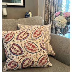 Cherry and Blue Paisley Cushion Image