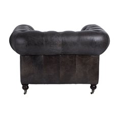 Chesterfield Grey Leather Armchair Image
