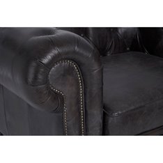 Chesterfield Grey Leather Armchair Image