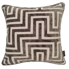 Chocolate Brown Maze Cut Velvet Cushion Image