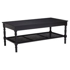 Classic Black Cane Shelf Coffee Table Image