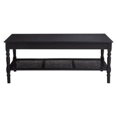 Classic Black Cane Shelf Coffee Table Image