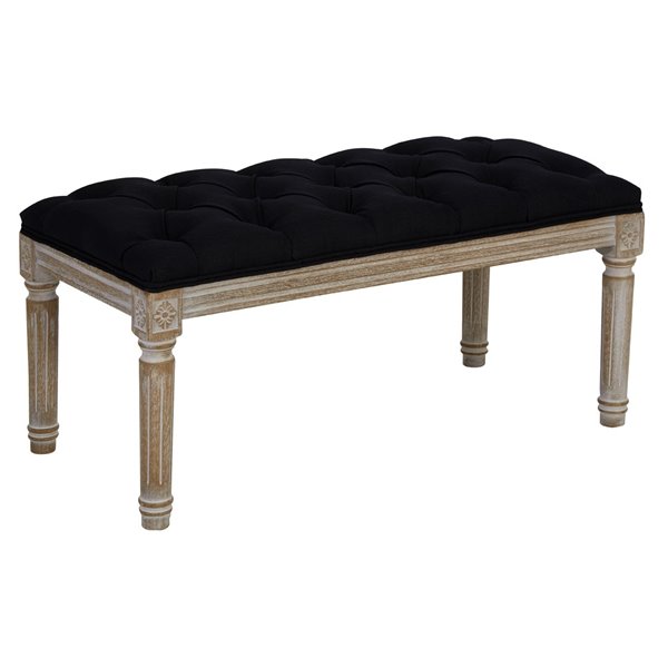 Classic Black Linen Bench