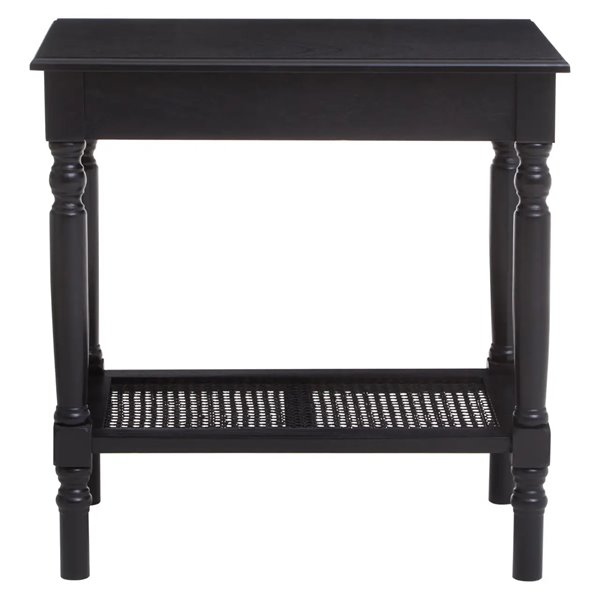 Classic Black Side Table with Cane shelf 