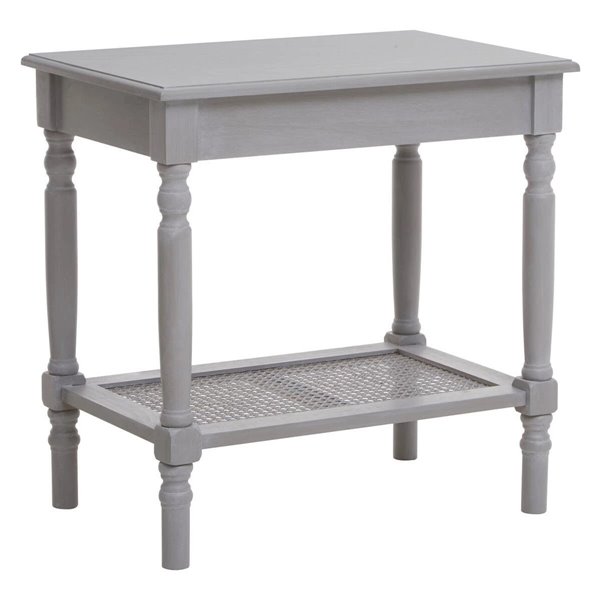 Classic Grey Side Table with Cane shelf 