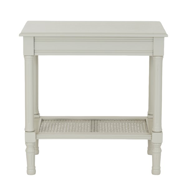 Classic Ivory Side Table with cane shelf   