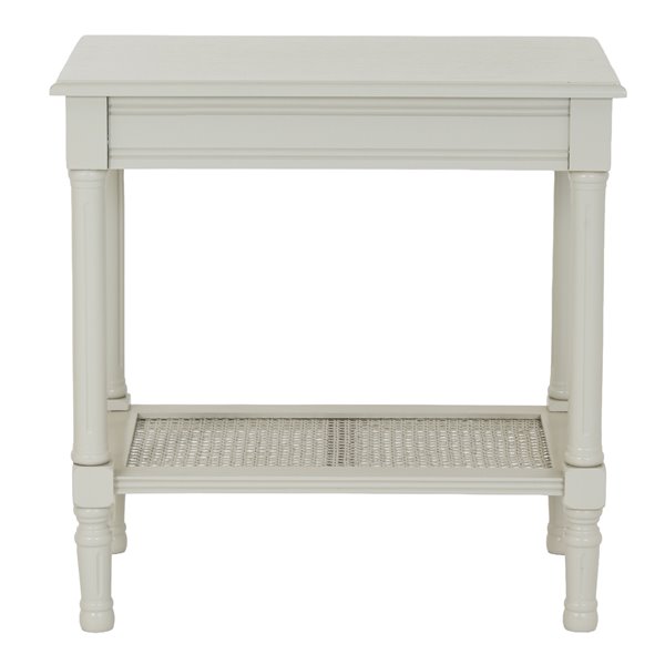 Classic Ivory Side Table with cane shelf   