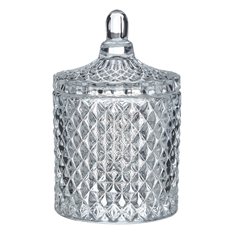 Clear Diamond cut Glass storage Jar  Image