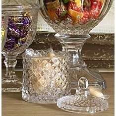 Clear Diamond cut Glass storage Jar  Image