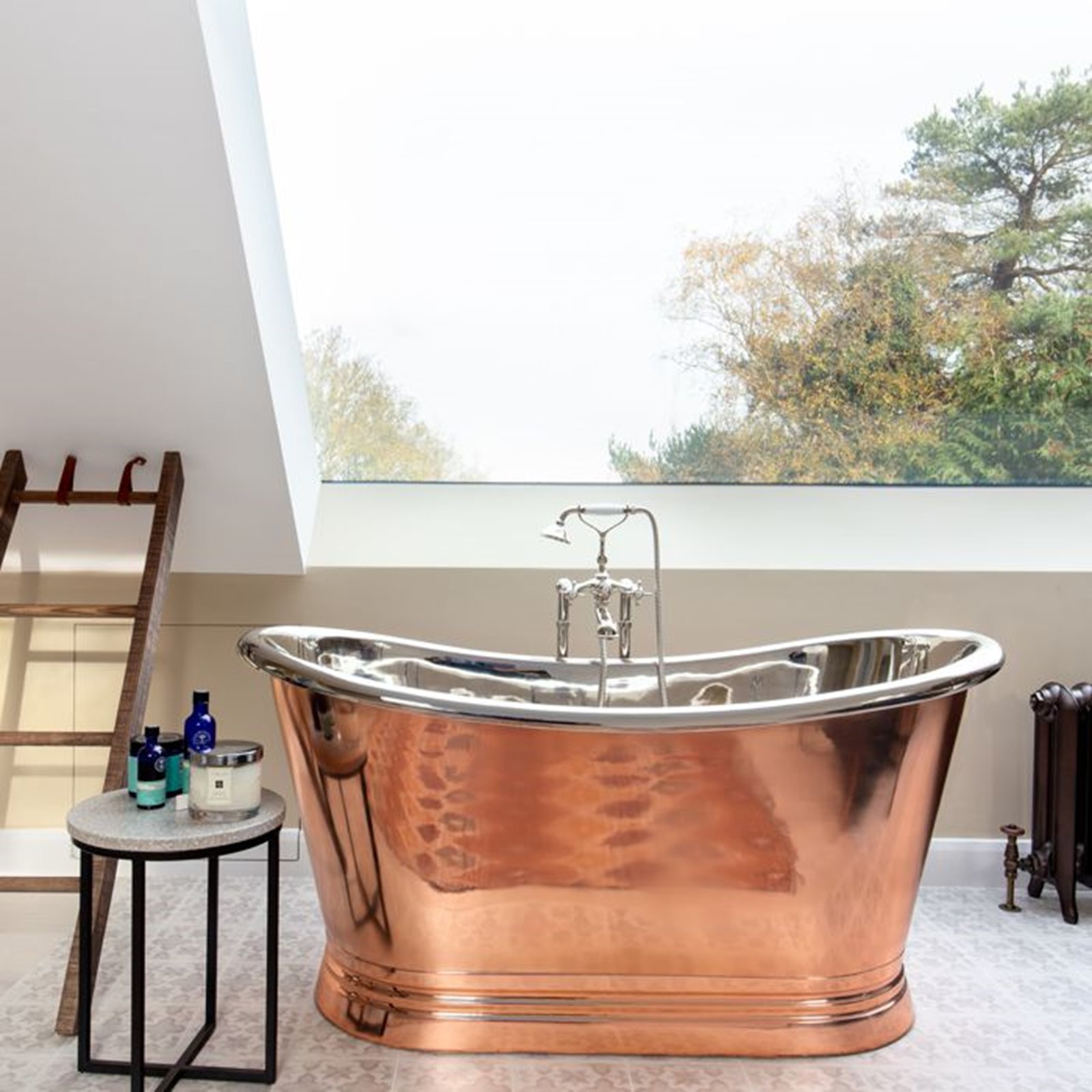 Copper Freestanding Nickel Boat Bath Image