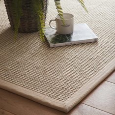 Cream Boucle Sisal Rug - Cream Border Image