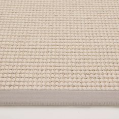 Cream Boucle Sisal Rug - Grey Border Image