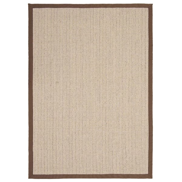 Cream  Boucle Sisal Rug - Mocha Border