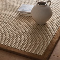 Cream  Boucle Sisal Rug - Mocha Border Image