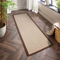 Cream  Boucle Sisal Rug - Mocha Border Image