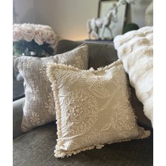 Cream Hand Embroidered Cushion Image