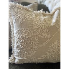 Cream Hand Embroidered Cushion Image