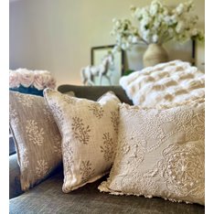 Cream Hand Embroidered Cushion Image