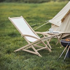 Cream Rocking Deck Chair in Beech Image