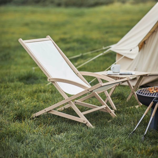 Cream Rocking Deck Chair in Beech