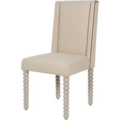 Cream Upholstered Bobbin Leg Dining Chair  Image