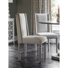 Cream Upholstered Bobbin Leg Dining Chair  Image