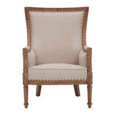 Cream Upholstered Mahogany Armchair Image