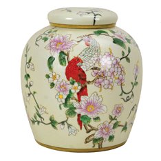 Crested Parrot Decorated Ginger Jar Image