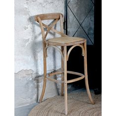 Cross Back Cane Seat Bar Stool Image