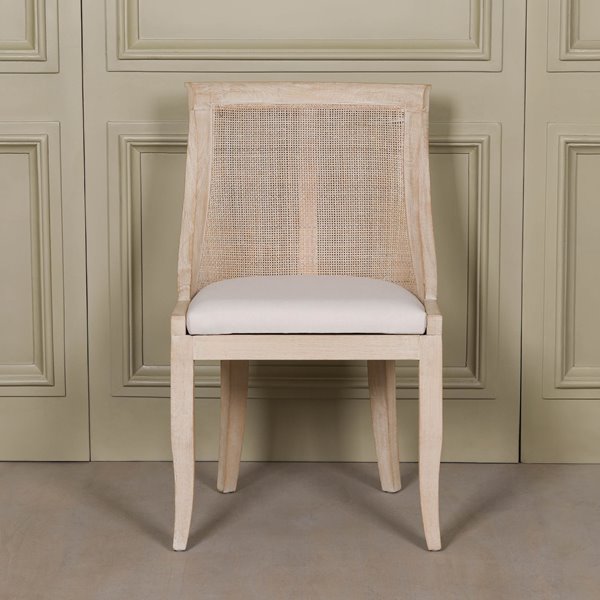 Curved Washed Birch  Rattan Dining Chair