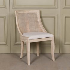 Curved Washed Birch  Rattan Dining Chair Image