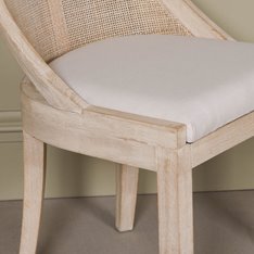 Curved Washed Birch  Rattan Dining Chair Image