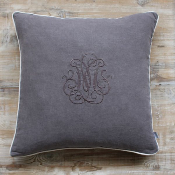 Dark Grey Monogram Cushion