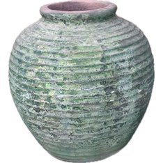 Decorative Aged Green Beehive Terracotta Jar Image