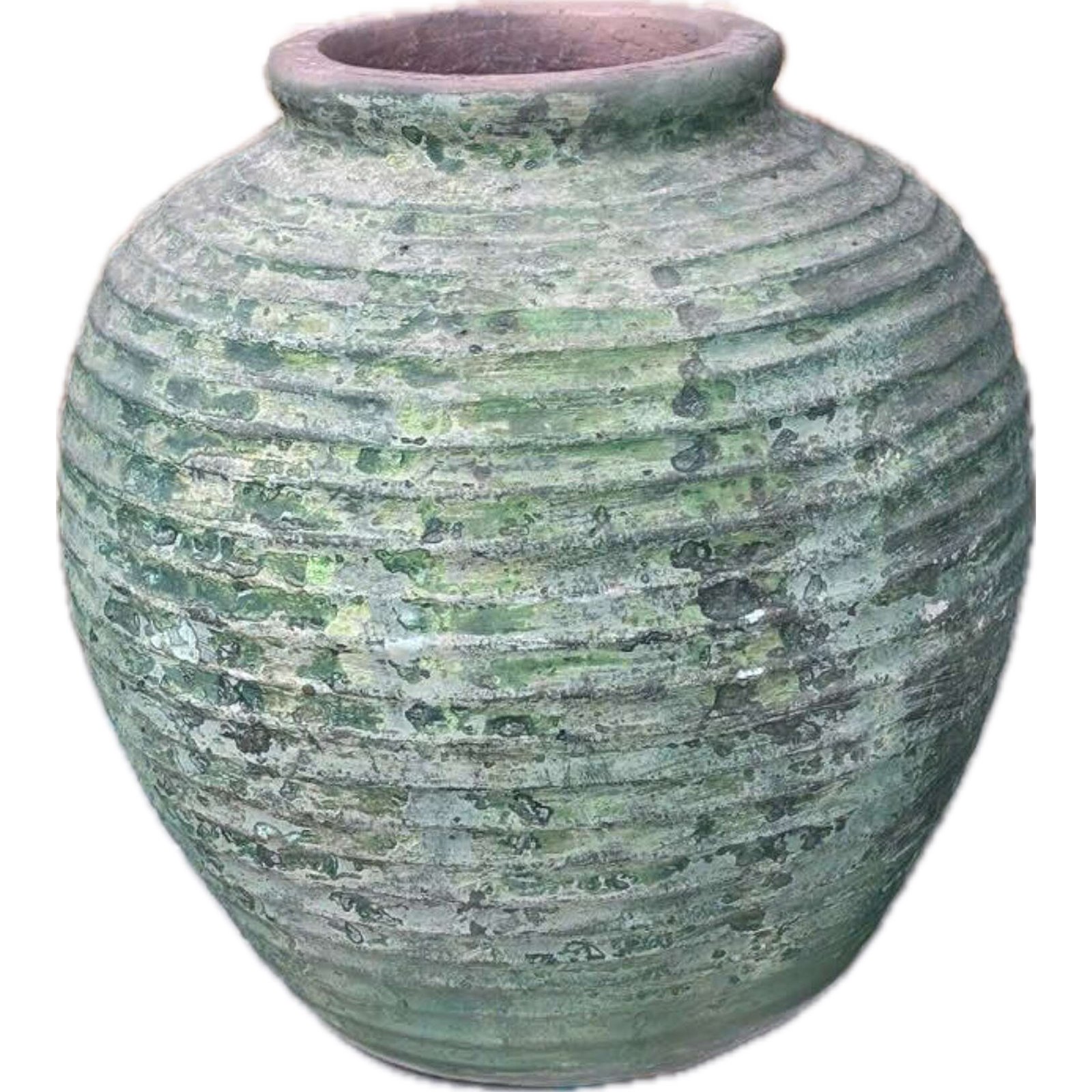 Decorative Aged Green Beehive Terracotta Jar Image