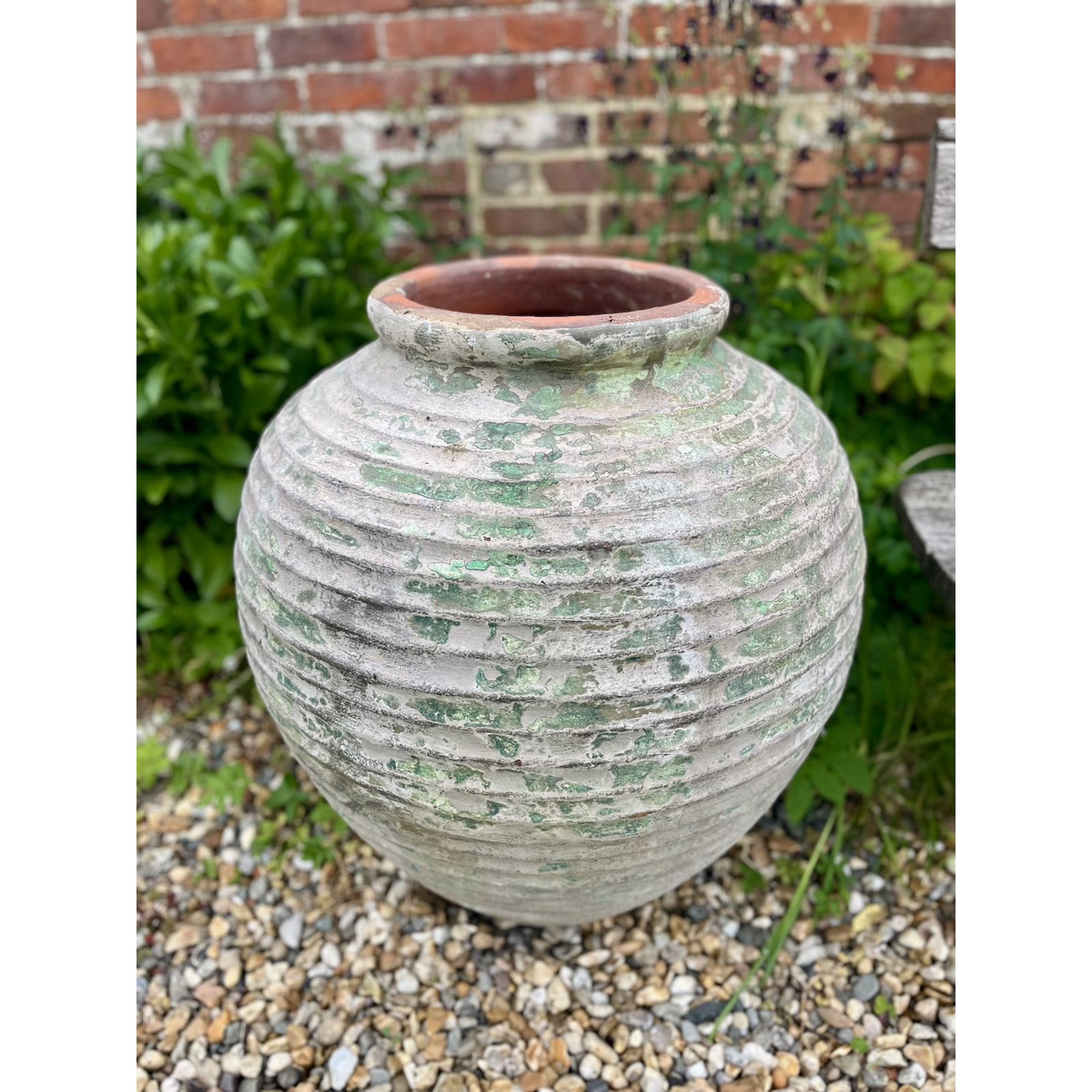 Decorative Aged Green Beehive Terracotta Jar Image