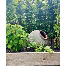 Decorative Aged Green Beehive Terracotta Jar Image